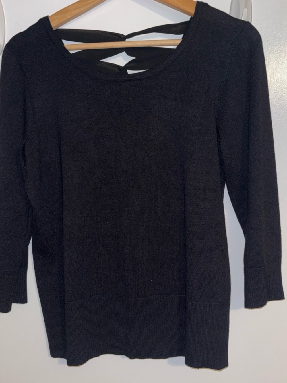 Cable & Gauge Black Scoop Neck Knit Sweater with Back Strap Detail